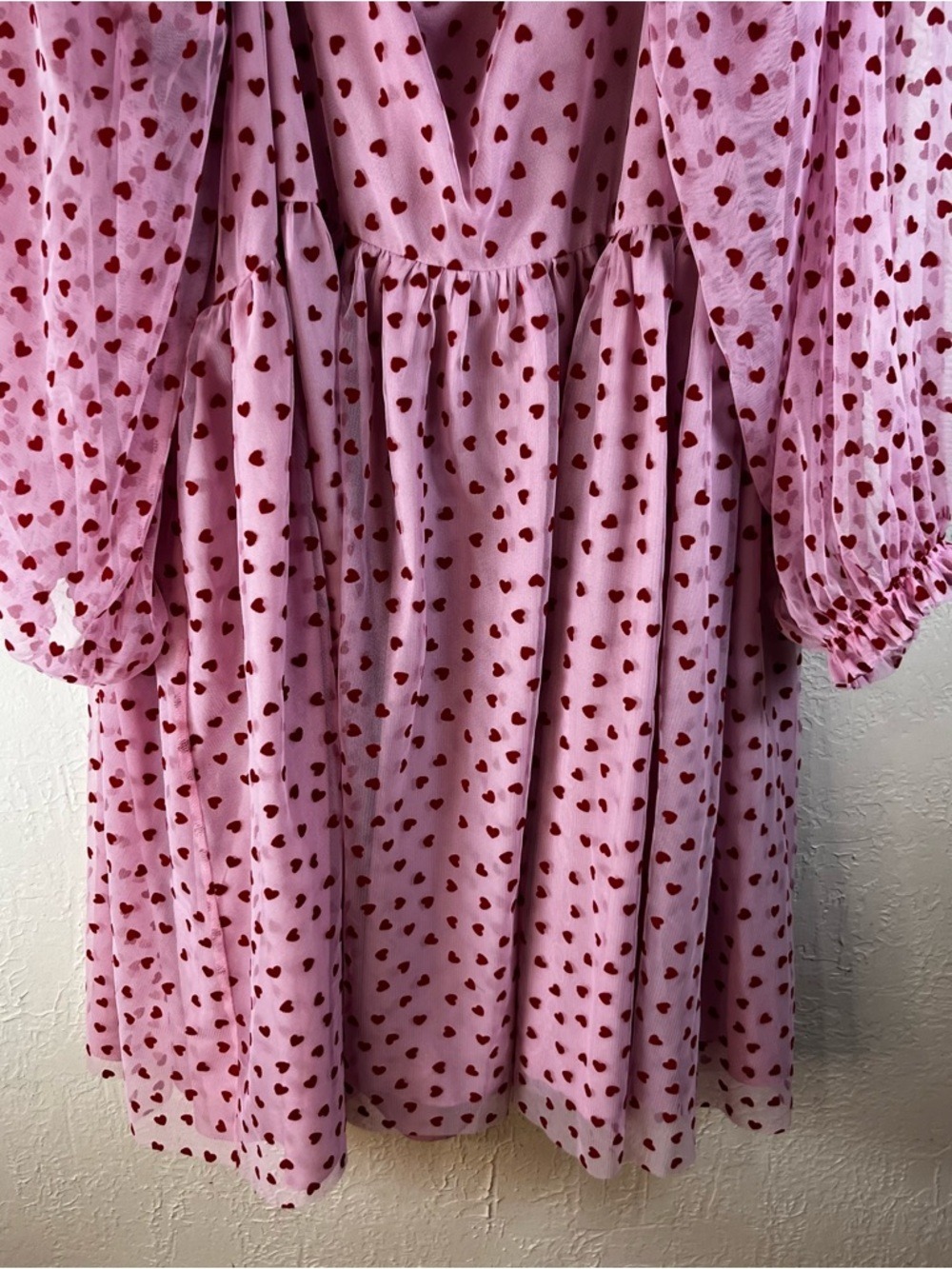 Eloquii Mesh Flocked Heart Print Bustier Mini Dress in Pink - Picture 13 of 15